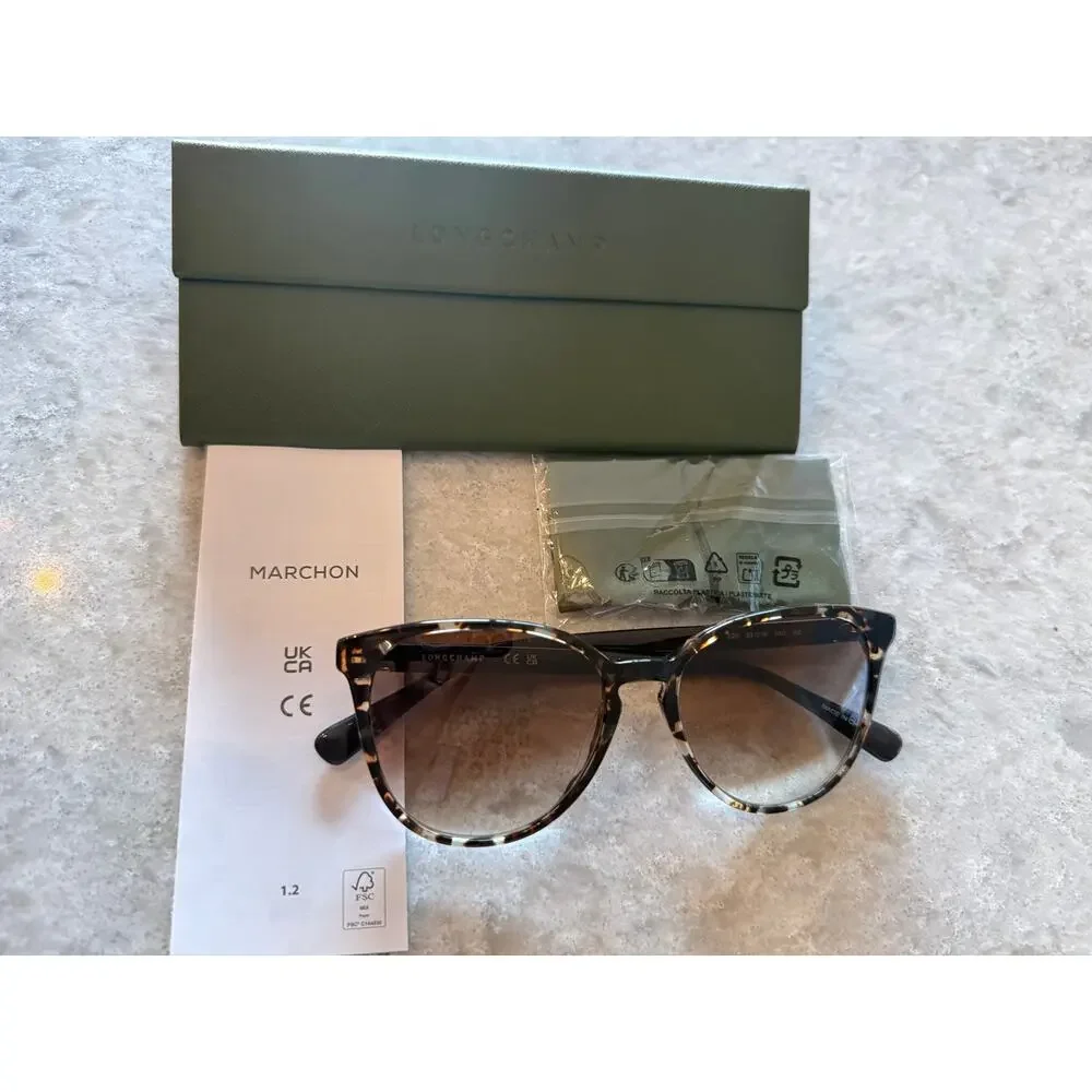 Longchamp Le Pliage Cat Eye Sunglasses, Havana Brown Tortoiseshell NWT